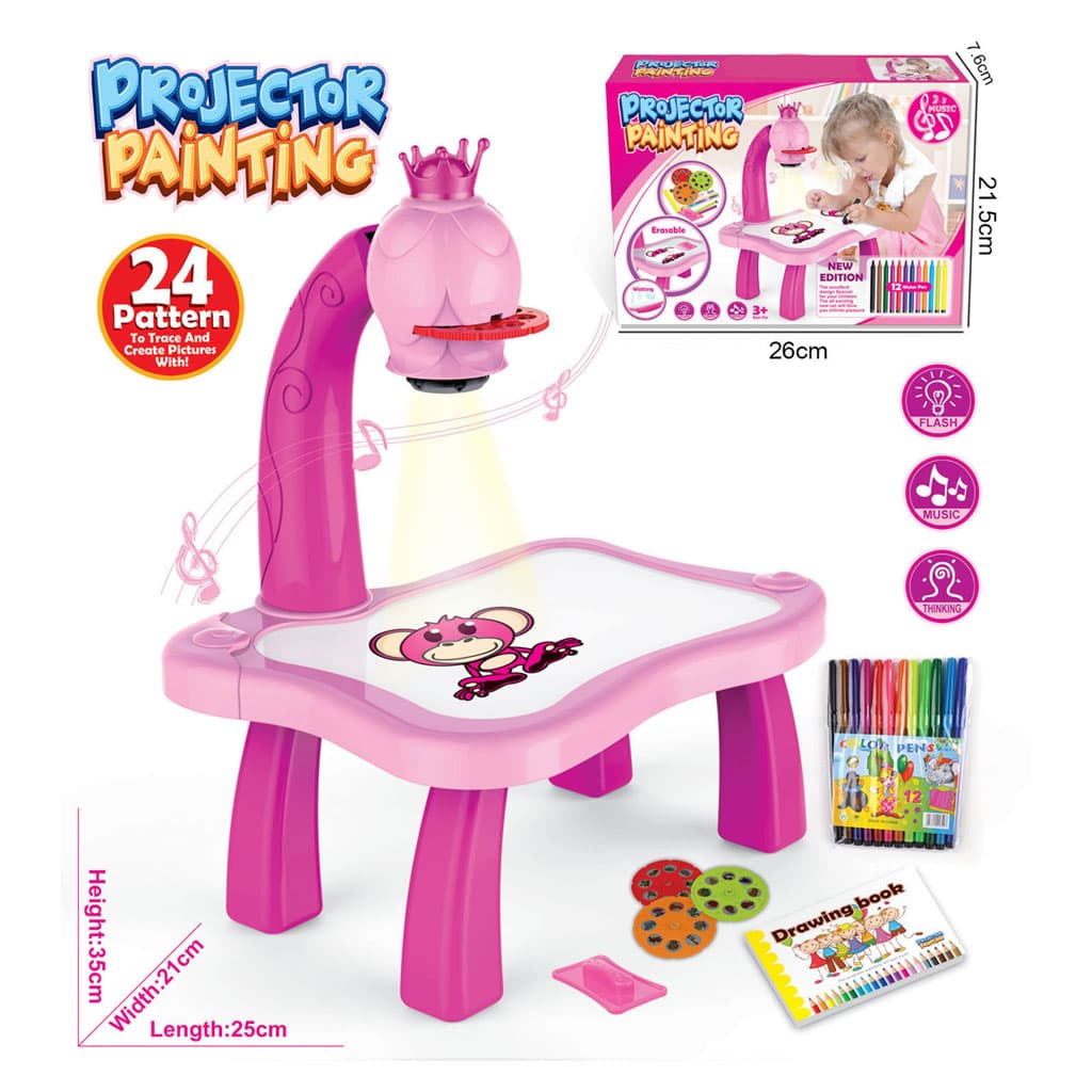 Table à dessin avec projecteur 24 images différentes - Planche à dessin -rose