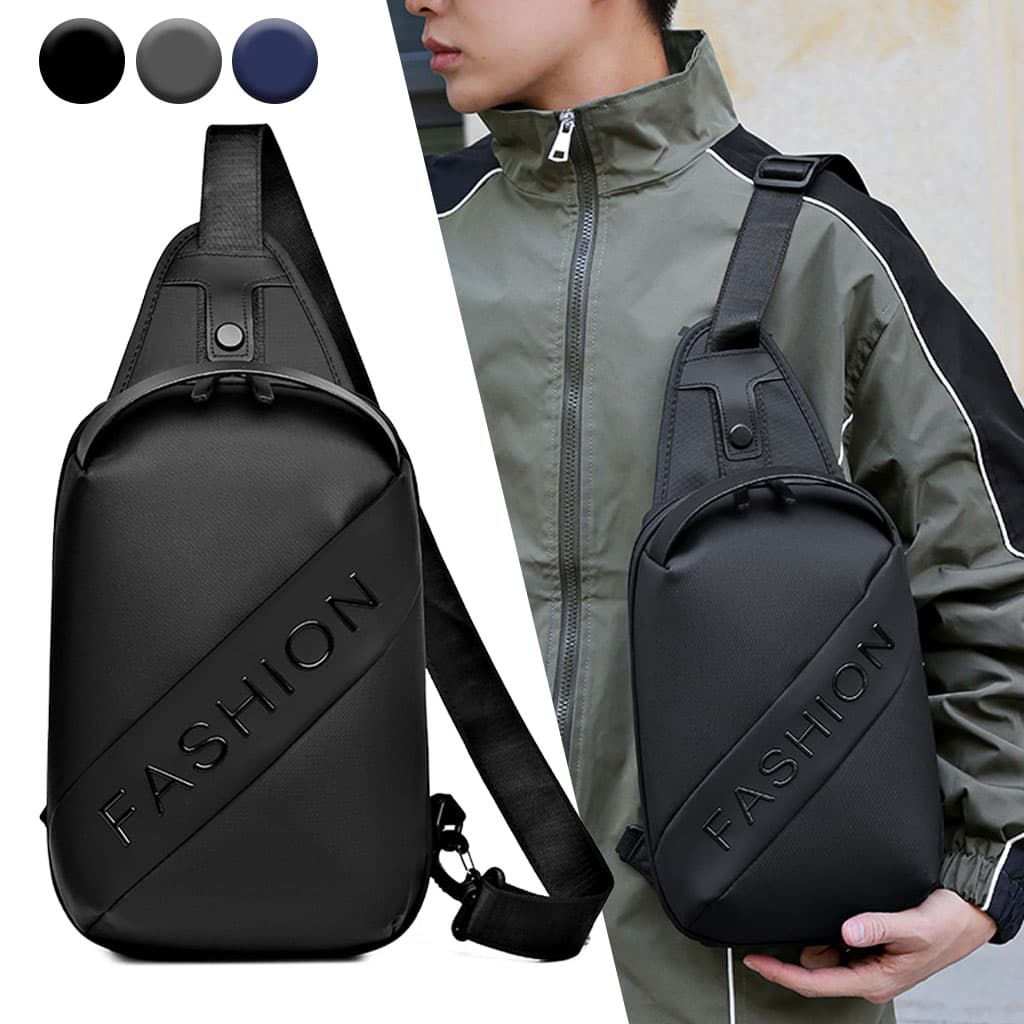 Fashion Black Sac de poitrine décontracté pour hommes avec bandoulière LX068 - Noir