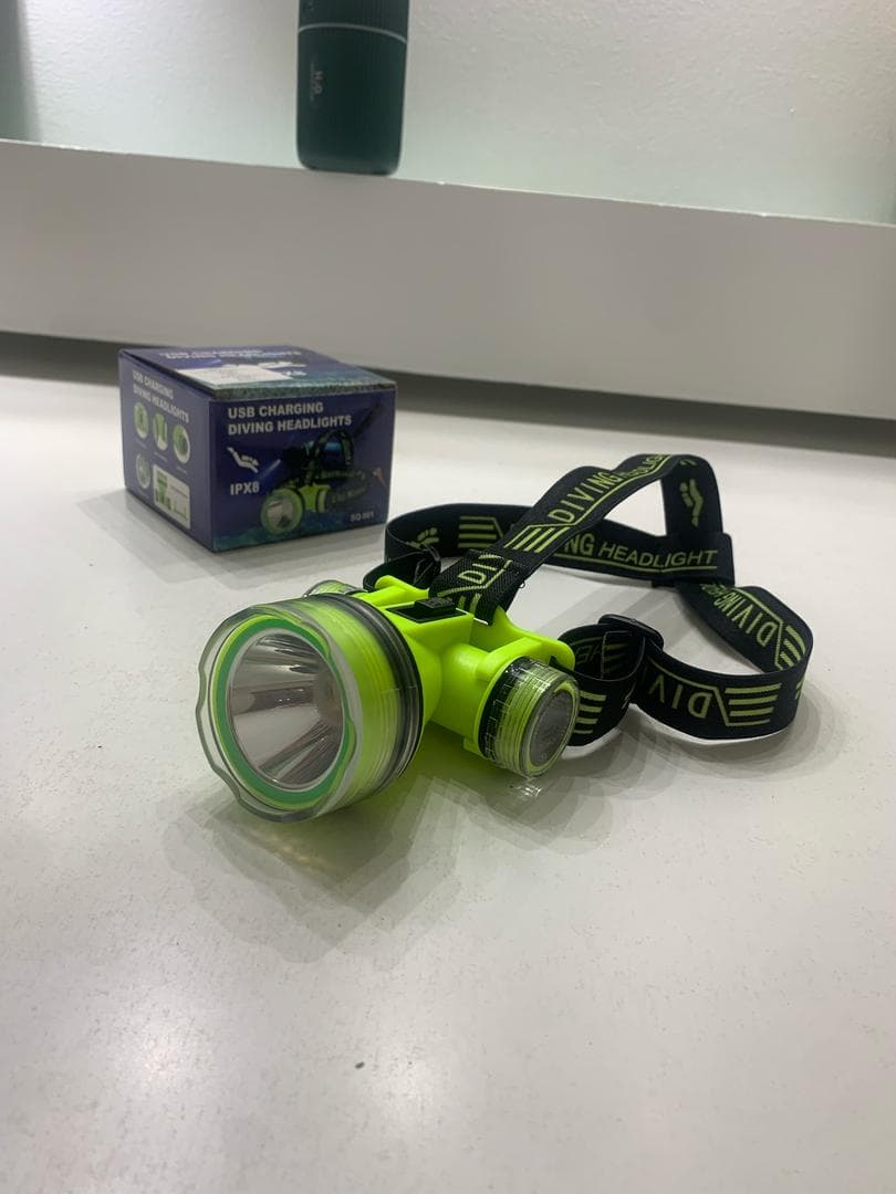 Lampe Frontale de Plongée Étanche et Rechargeable – مصباح غطس