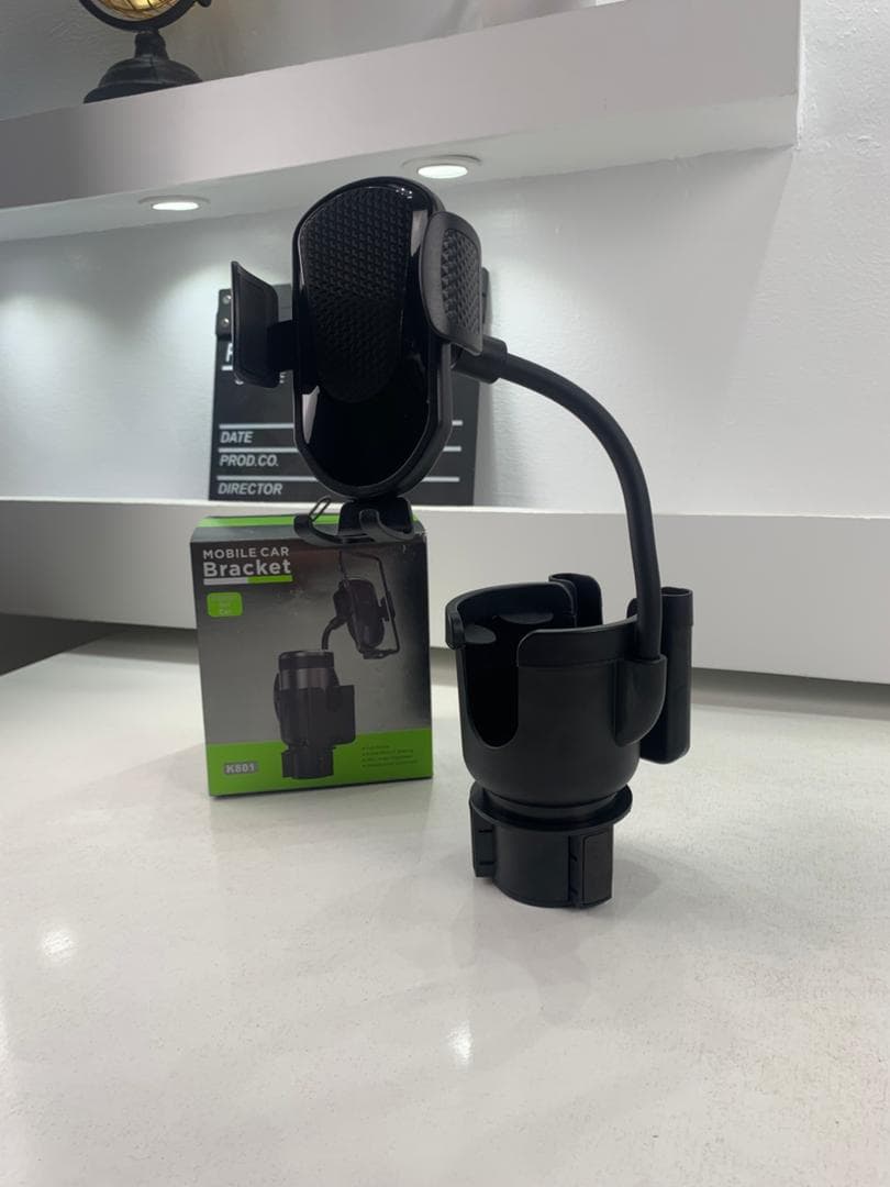Support de téléphone pour voiture avec porte-gobelet rotation à 360° - حامل هواتف وأكواب في السيارة