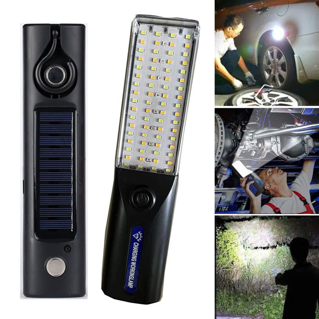 Lampe de Travail LED Rechargeable Éclairage Ultra-Puissant avec Panneau Solaire Intégré – مصباح عمل قابل للشحن