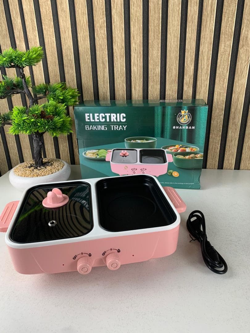 Marmite électrique avec plaque de cuisson antiadhésive double contrôle de température