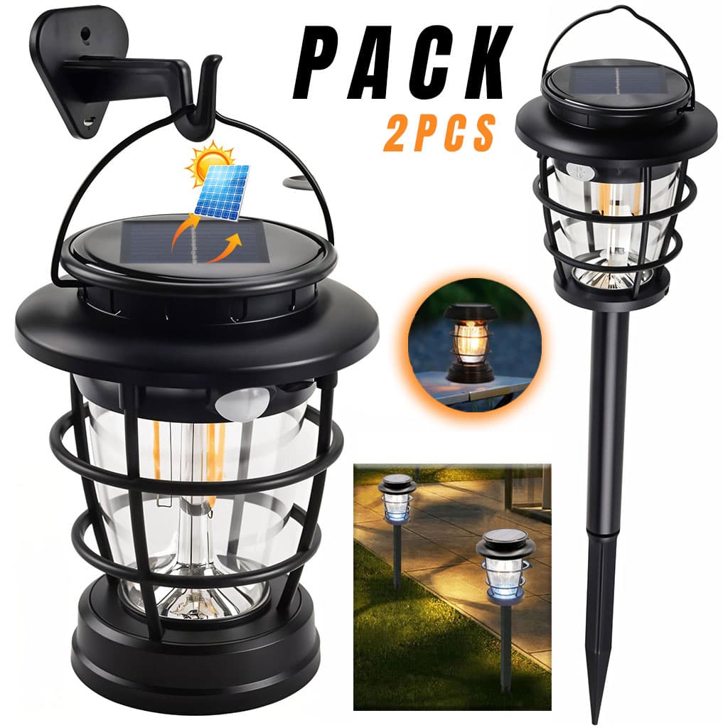 PACK X 2 Lanterne de Jardin Solaire avec Détecteur de Mouvement JF-8818 – مصباح خارجي يعمل بالطاقة الشمسية