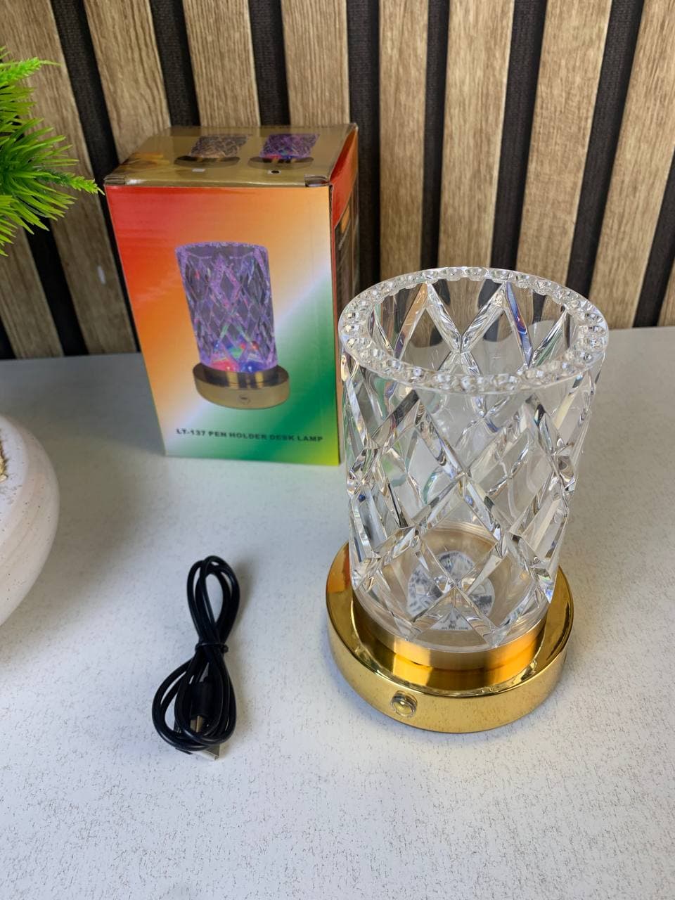 Vase Lumineux LED Tactile en Cristal Couleurs RGB Rechargeable - فازة كريستال مضيئة