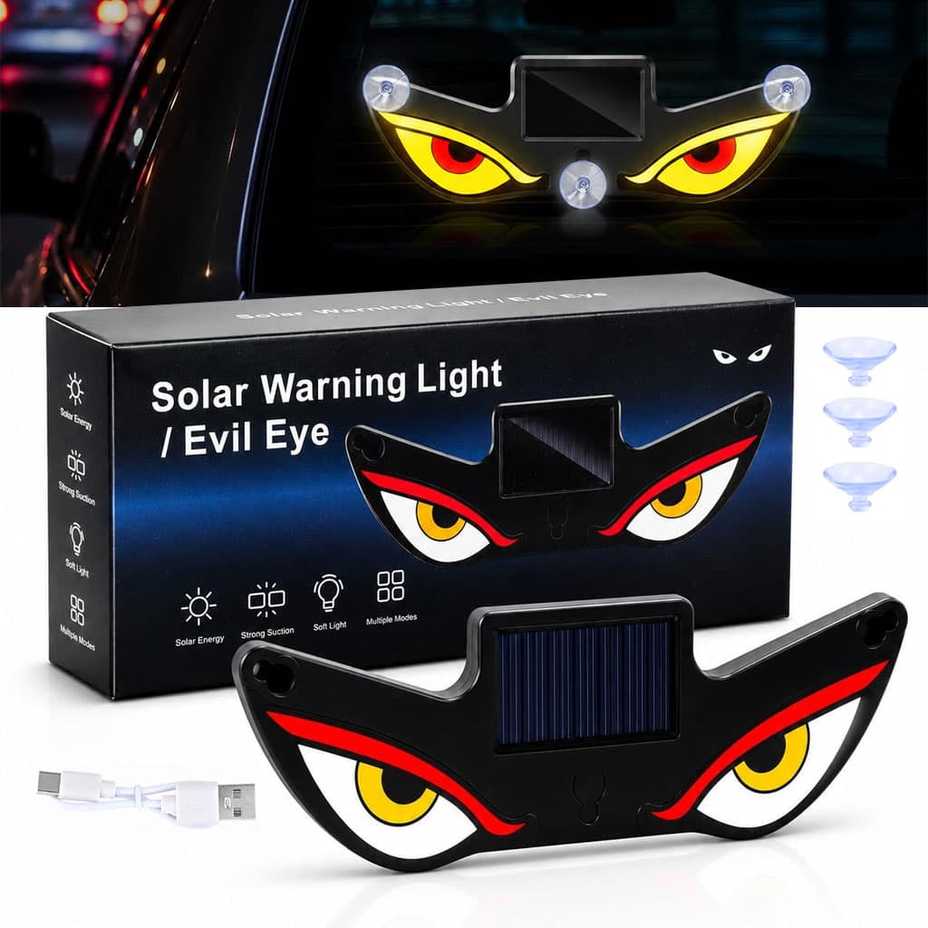 Lampe Signale de Fenêtre Voiture Motif Devil Eye Énergie Solaire et Type-C - مصباح نافذة السيارة ليلي يعمل بالطاقة الشمسية