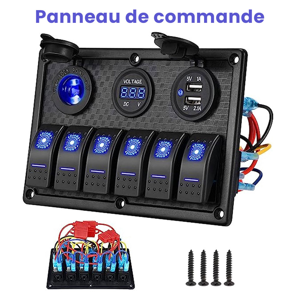 0454a738-440f-430b-94f8-b394a2ab9eb5.jpg Panneau de commande 12 V pour Bateau avec Affichage de Voltage – لوحة تحكم - الصورة 1