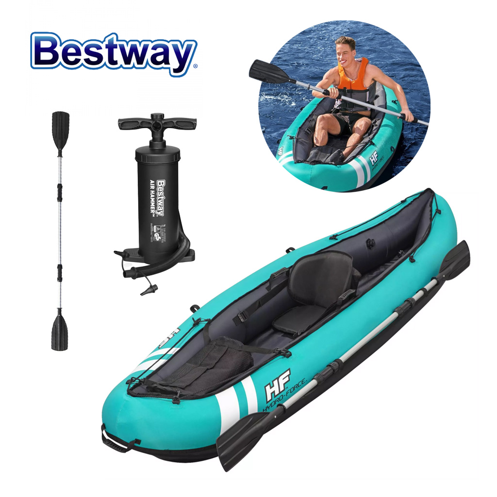65118-CNC-2.jpg Hydro-Force Kayak Ventura Canoë Pompe+Rame Et Siège 130kg Bestway-65118 - الصورة 1