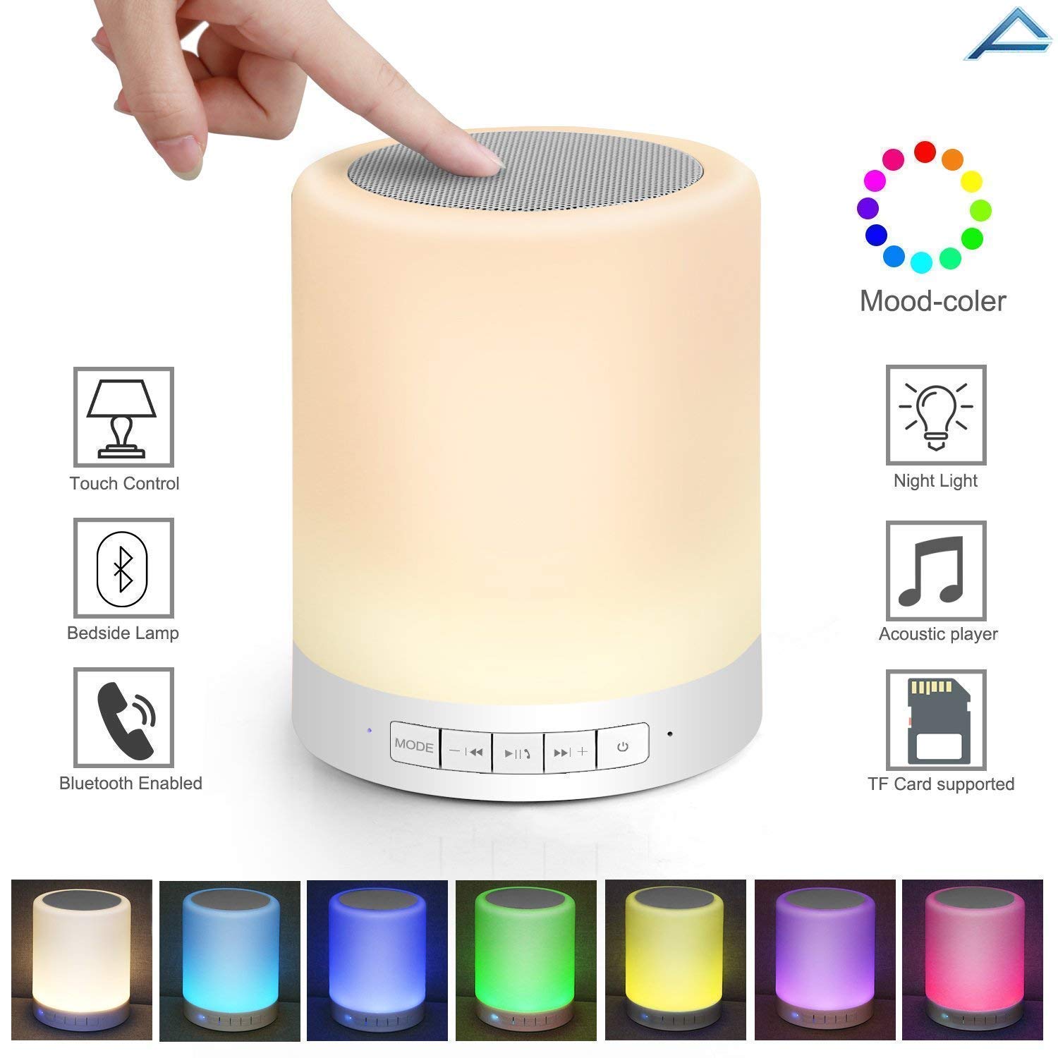711zrEZCxUL._SL1500_-1.jpg Haut-parleur Bluetooth + veilleuse tactile LED colorée /AUX / TF CART/USB - الصورة 1