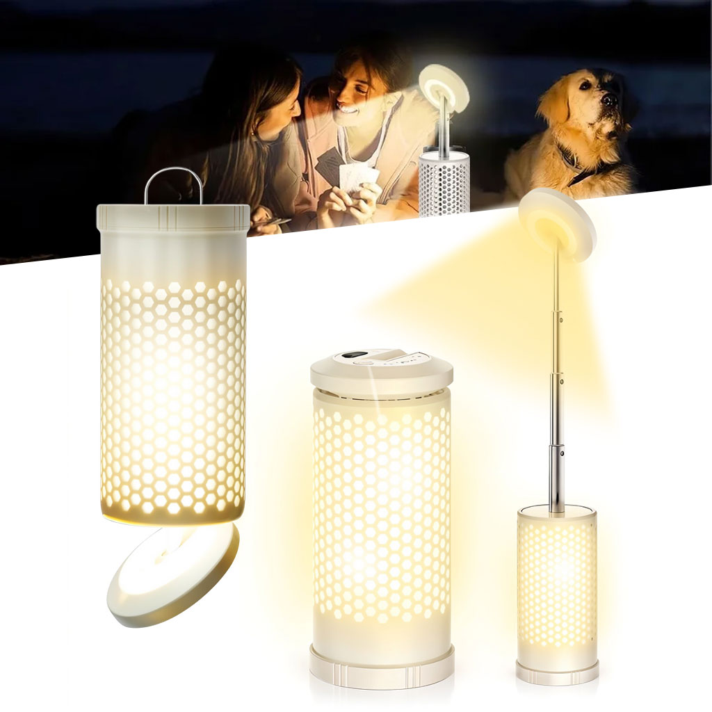 CH-026-cnc.jpg Lampe de camping design en nid d’abeille avec 3 couleurs variable rechargeable - الصورة 1