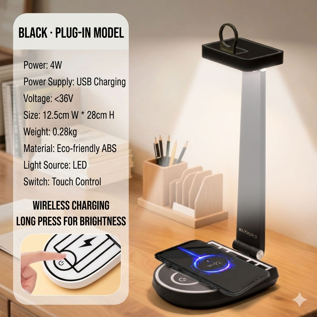 Chargeur-Basket-cnc.jpg Lampe de bureau et chargeur de téléphone portable sans fil 15 W – مصباح مكتب وشاحن لاسلكي - الصورة 1