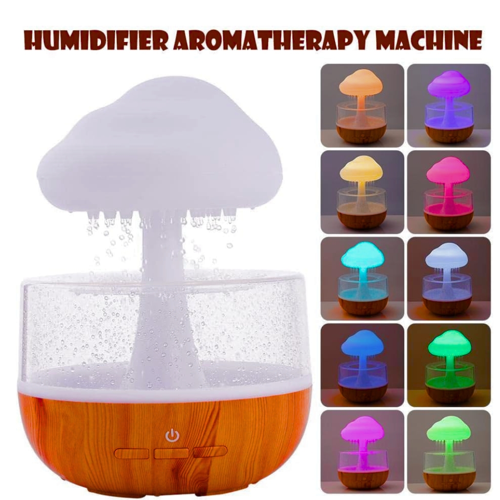xr:d:DAFz9De9ed8:2092,j:3501965630593117032,t:24012815 Humidificateur créatif en forme de nuage de pluie 7 couleurs 280ml - الصورة 1