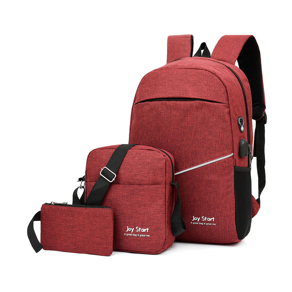 Joy-star-red-4.jpg 3 PCS Sac à dos multifonctionnel Avec Sortie USB ET Sortie kit-man - Grenat - الصورة 1