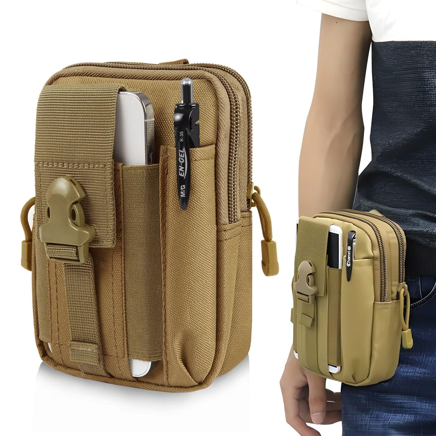 Pochette-Mini-cnc.jpg Pochette Sac banane multifonction avec support pour téléphone - الصورة 1