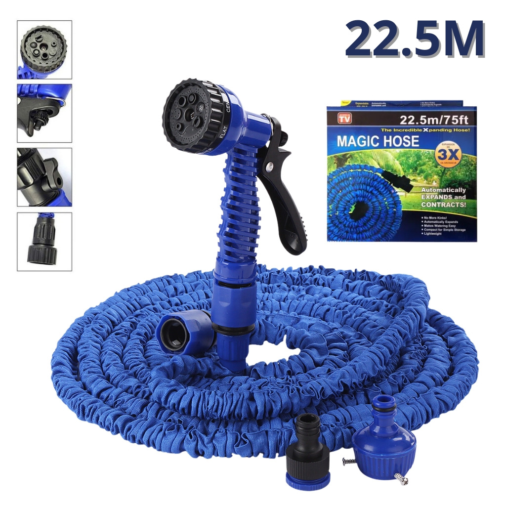 xr:d:DAFjjT33GdA:47,j:8837592491013899796,t:23092612 Magic hose Tuyau Arrosage Extensible et flexible 22.5M avec Pistolet à eau 7 jets - الصورة 1