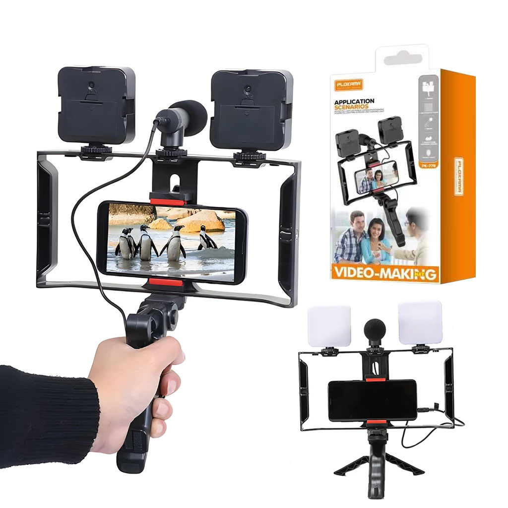 pk-778-cnc Kit de création de contenu 5 en 1 double éclairage avec microphone haute définition - طقم صناعة المحتوى 5 في 1 - الصورة 1