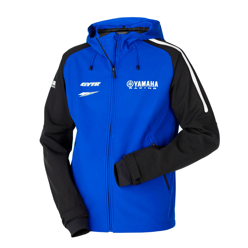 veste-yamaha-black-cnc Veste Yamaha Racing Softshell Edition Black à Capuche Unisexe - سترة ياماها جودة عالية - الصورة 1