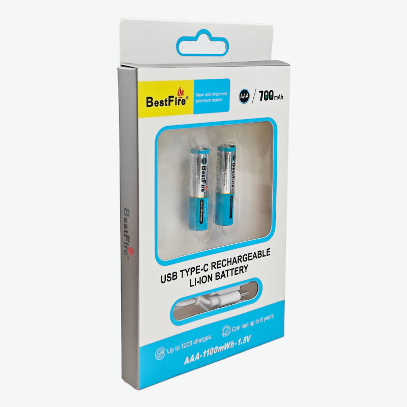 ⁦Pile rechargeable USB type C AAA 700mWh en lithium BestFire - بطارية ليثيوم قابلة لإعادة الشحن⁩ - الصورة ⁦3⁩