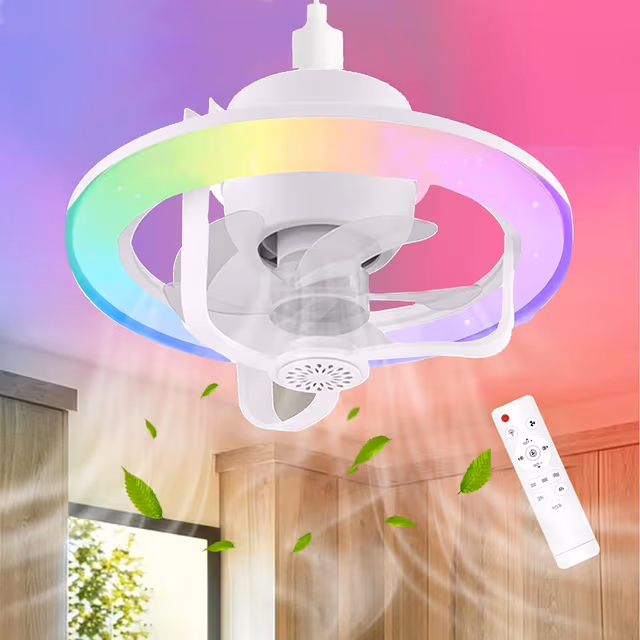 1780927331642-r4g21m Ventilateur de Plafond Lumineux E27 avec Éclairage RGB et Télécommande - مروحة السقف الذكية إضاءة ملونة مع ريموت - الصورة 1