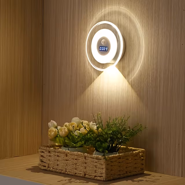 1782133749283-01ucls Applique Murale LED Intelligente Avec Capteur de Mouvement Écran Horloge Numérique - مصباح الحائط الذكي بمستشعر حركة وشاشة رقمية لعرض الوقت - الصورة 1